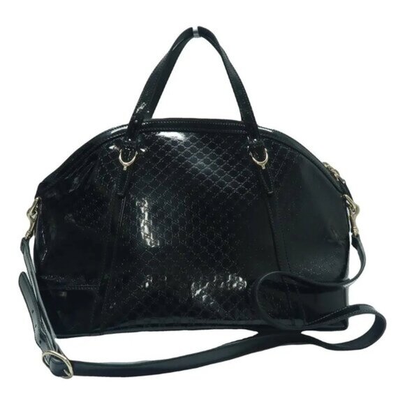 GUCCI Dome Black Leather Satchel 593-061925 - Picture 1 of 11